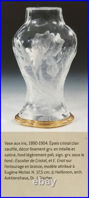 Eugène Michel Vase Aux Iris 1890-1904 Art Nouveau Cristal No Gallé Daum Rare