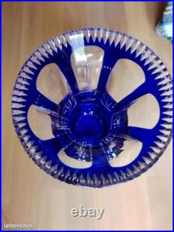 Exceptionel Vase Empire bleu Cristal véritable Taillé main 30cmx 20cm 4,4kg