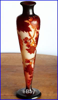 Exceptionnel Vase art nouveau Signé Emile Gallé era Daum Circa 1900 Cameo Glass