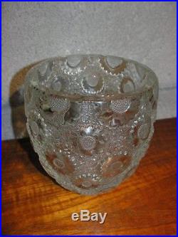 Exceptionnel grand vase signé René Lalique décors au pâquerettes 18cm