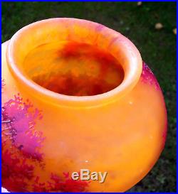 Exceptionnel vase Daum Bord de lac, vives couleurs, parfait, era Gallé, vers 1