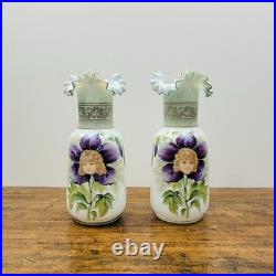 Exceptionnelle paire de vases en opaline, Art Nouveau, attribuée à Legras