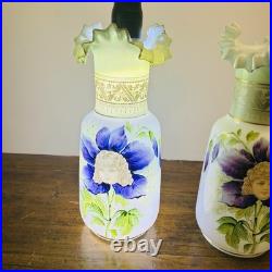 Exceptionnelle paire de vases en opaline, Art Nouveau, attribuée à Legras