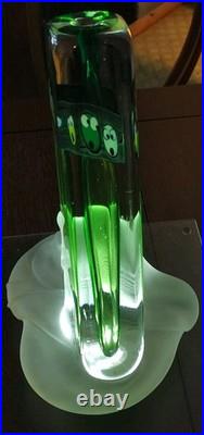Fernando AGOSTINHO Vase soliflore sculpture en verre soufflé signée 33cm