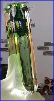 Fernando AGOSTINHO Vase soliflore sculpture en verre soufflé signée 33cm