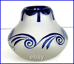François Théodore LEGRAS Vase Fond Givré Décor Stylisé Verre Gravé à l'Acide