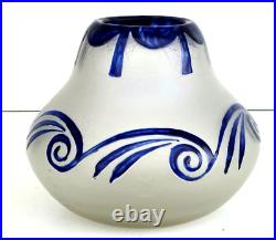 François Théodore LEGRAS Vase Fond Givré Décor Stylisé Verre Gravé à l'Acide