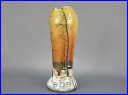 François Théodore Legras vase émaillé paysage hiver neige forêt modèle Belgrade