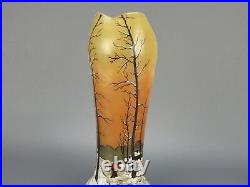 François Théodore Legras vase émaillé paysage hiver neige forêt modèle Belgrade