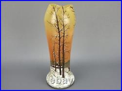 François Théodore Legras vase émaillé paysage hiver neige forêt modèle Belgrade