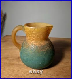 G De Feurre Pichet En PATE DE VERRE ORANGE ET VERT. No Lalique, No Daum