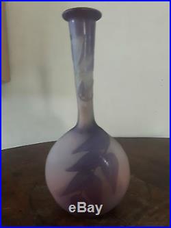 Galle Ancien Vase Soliflore En Pate De Verre Epoque 1904/1906 Signature Etoile