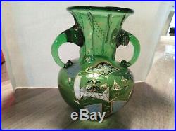 GALLE Emile (1846-1904)Vase en verre soufflé décor émaillé polychrome