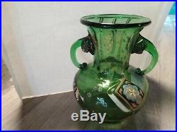 GALLE Emile (1846-1904)Vase en verre soufflé décor émaillé polychrome