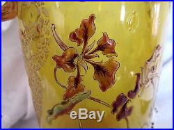 Galle Rare Document Beau Vase Decor Emaille De Fleurettes Et Degage A L'acide