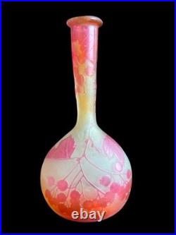 GALLÈ VASE SOLIFLORE SIGNÉ époque 1900 Art nouveau- haut 16 cm