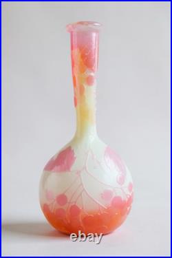 GALLÈ VASE SOLIFLORE SIGNÉ époque 1900 Art nouveau- haut 16 cm