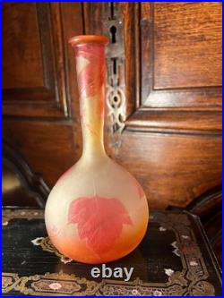 GALLÈ VASE SOLIFLORE SIGNÉ époque 1900 Art nouveau- haut 16 cm