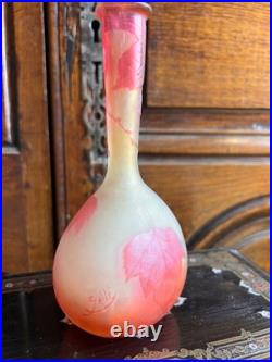 GALLÈ VASE SOLIFLORE SIGNÉ époque 1900 Art nouveau- haut 16 cm