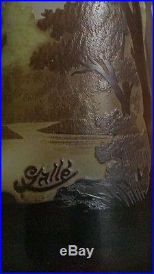GALLE vase à paysage lacustre vers 1900 ht 27,5 cm