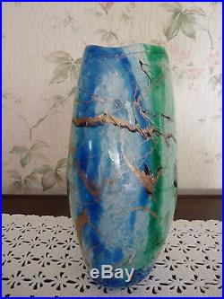 Grand Vase Michele Luzoro Inscrustation Or H 30 Cm. Biot Novaro