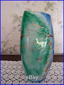 Grand Vase Michele Luzoro Inscrustation Or H 30 Cm. Biot Novaro