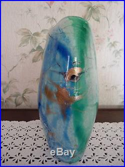 Grand Vase Michele Luzoro Inscrustation Or H 30 Cm. Biot Novaro