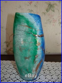 Grand Vase Michele Luzoro Inscrustation Or H 30 Cm. Biot Novaro