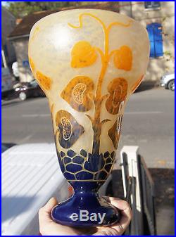Grand Vase Pate De Verre Art Deco Figues Schneider Le Verre Francais 1920