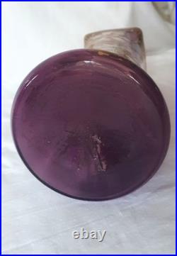 GRAND VASE VERRE LEGRAS MONTJOYE 1900 DECOR EMAILLE FLEUR MUGUET DORE H 28 cm