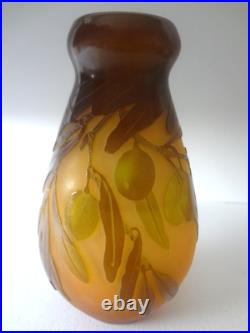 Galle Vase Branches D'olivier Annee 1900