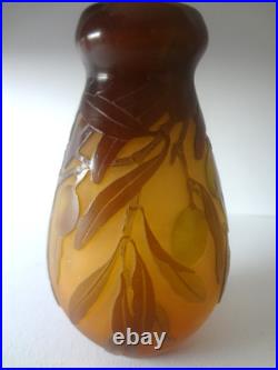 Galle Vase Branches D'olivier Annee 1900