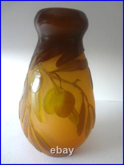 Galle Vase Branches D'olivier Annee 1900
