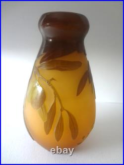 Galle Vase Branches D'olivier Annee 1900