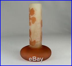 Gallé Vase Soliflore En Verre Multicouche Dégagé à l'Acide