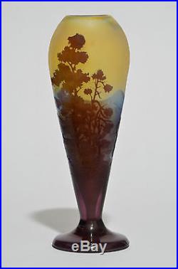 Gallé vase'Paysage alpin' Art Nouveau verre 1900