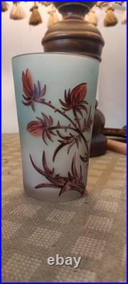 Gobelet Art Nouveau verre émaillé chardons signé Vessière Nancy Ecole Nancy