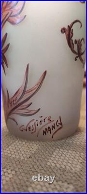 Gobelet Art Nouveau verre émaillé chardons signé Vessière Nancy Ecole Nancy