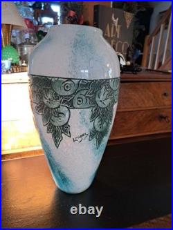 Grand Vase Art Déco LEGRAS 36cm Décor Gravé Fruits & Feuillage Circa 1925