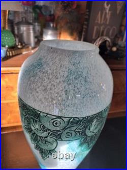 Grand Vase Art Déco LEGRAS 36cm Décor Gravé Fruits & Feuillage Circa 1925