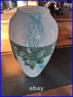 Grand Vase Art Déco LEGRAS 36cm Décor Gravé Fruits & Feuillage Circa 1925