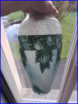 Grand Vase Art Déco LEGRAS 36cm Décor Gravé Fruits & Feuillage Circa 1925