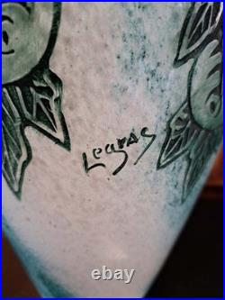 Grand Vase Art Déco LEGRAS 36cm Décor Gravé Fruits & Feuillage Circa 1925