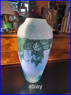 Grand Vase Art Déco LEGRAS 36cm Décor Gravé Fruits & Feuillage Circa 1925