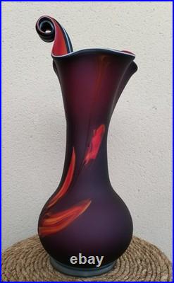 Grand Vase Art Glass 40cm Verre Souffle Satine Style Essie Zareh Darius Zarrin
