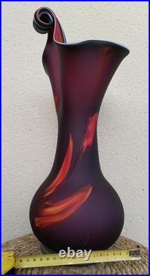 Grand Vase Art Glass 40cm Verre Souffle Satine Style Essie Zareh Darius Zarrin