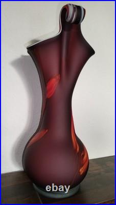 Grand Vase Art Glass 40cm Verre Souffle Satine Style Essie Zareh Darius Zarrin