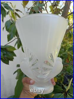 Grand Vase Colombes Cristal Vianne Dlg Lalilque Art Déco