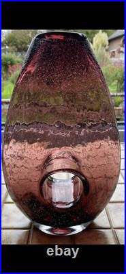 Grand Vase Donut Vintage en Verre Soufflé Bullicante Améthyste 28 cm 1kg 600