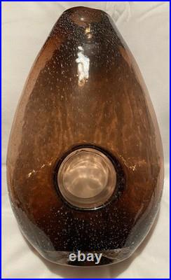 Grand Vase Donut Vintage en Verre Soufflé Bullicante Améthyste 28 cm 1kg 600